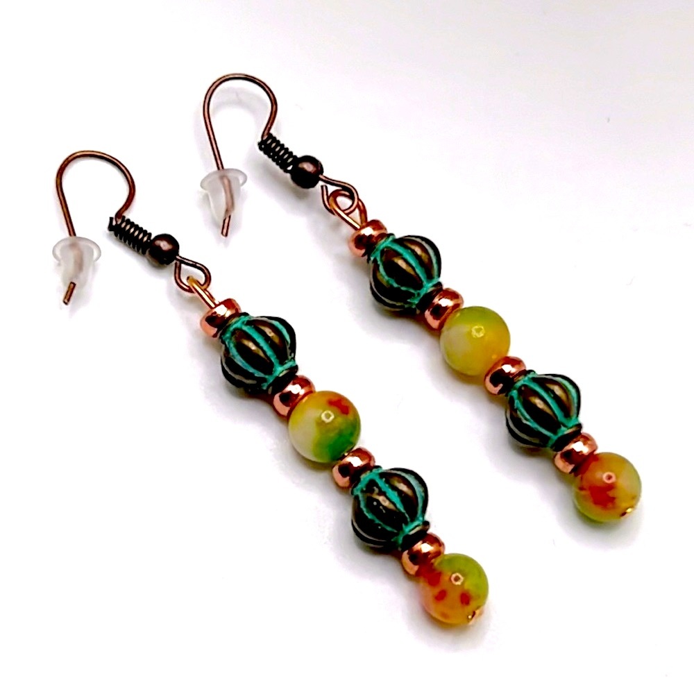 Boho Style Pair Of Handcrafted Dangle Multicolore… - image 4